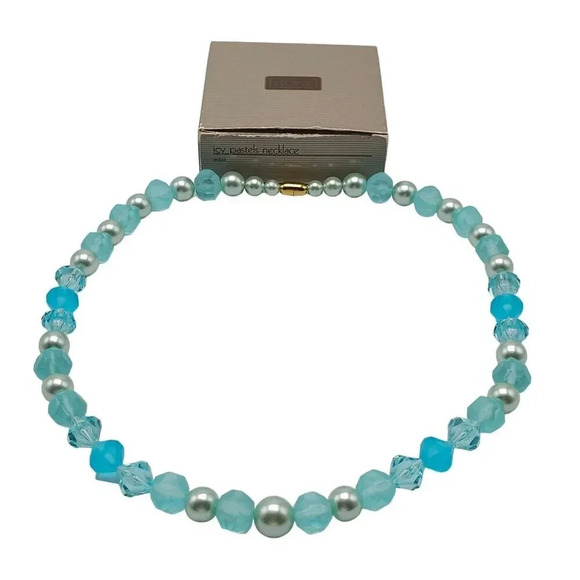 Avon Jewelry - Avon 1987 Icy Pastels Necklace Aqua Blue Acrylic Bead 24.75 in